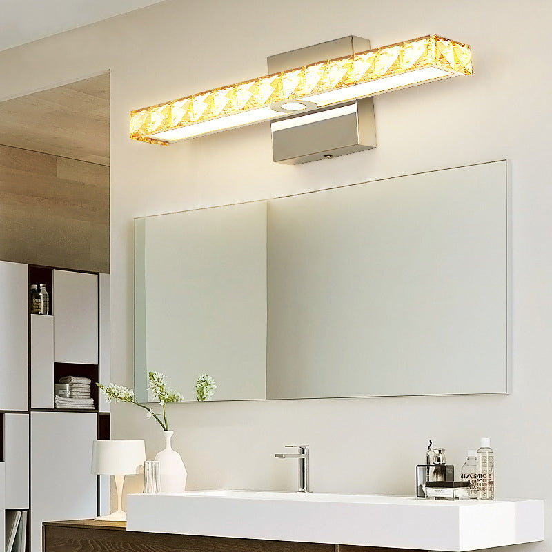 Rectangular LED Vanity Lamp Modern Minimalist Style Crystal Single Vanity Light
