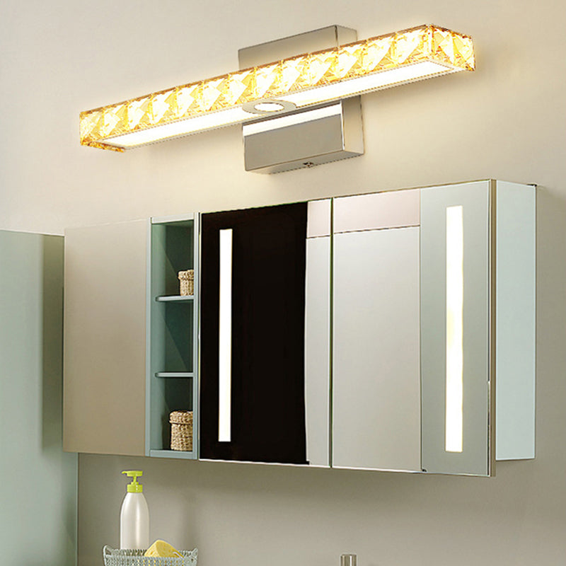Rectangular LED Vanity Lamp Modern Minimalist Style Crystal Single Vanity Light