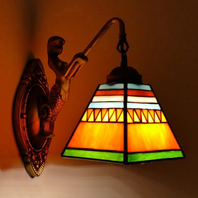 Retro Tiffany Style Armed Vanity Wall Lights Glass Vanity Lamp