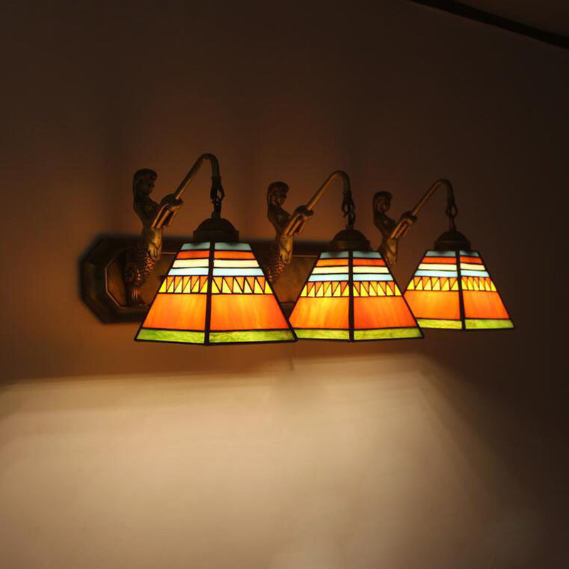 Retro Tiffany Style Armed Vanity Wall Lights Glass Vanity Lamp