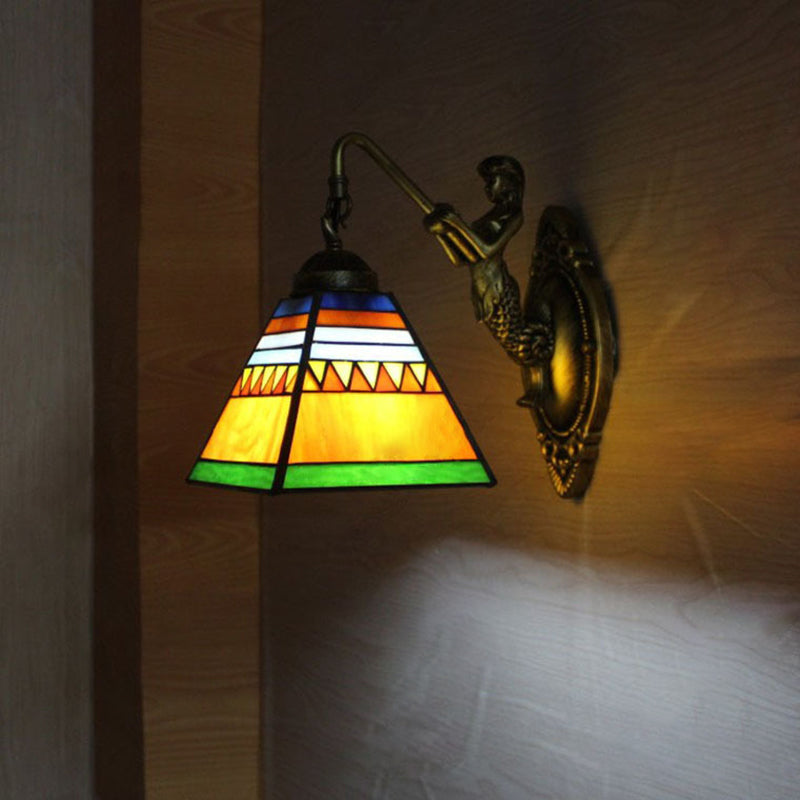 Retro Tiffany Style Armed Vanity Wall Lights Glass Vanity Lamp