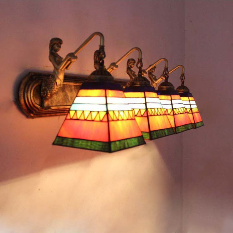 Retro Tiffany Style Armed Vanity Wall Lights Glass Vanity Lamp