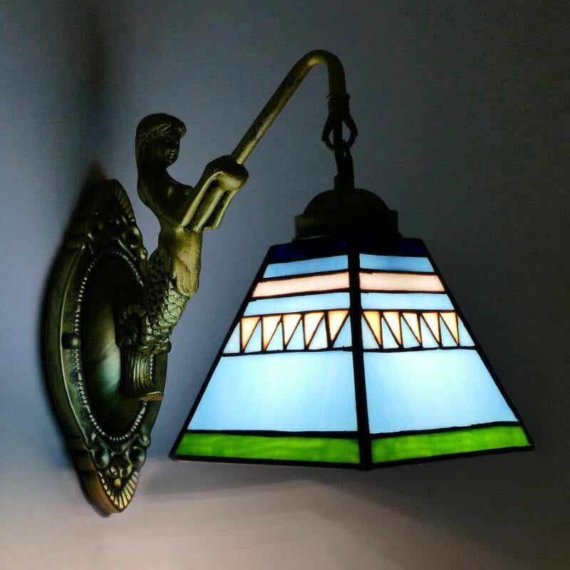 Retro Tiffany Style Armed Vanity Wall Lights Glass Vanity Lamp