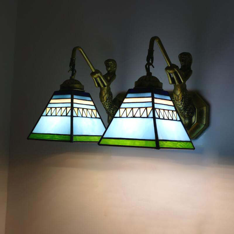 Retro Tiffany Style Armed Vanity Wall Lights Glass Vanity Lamp
