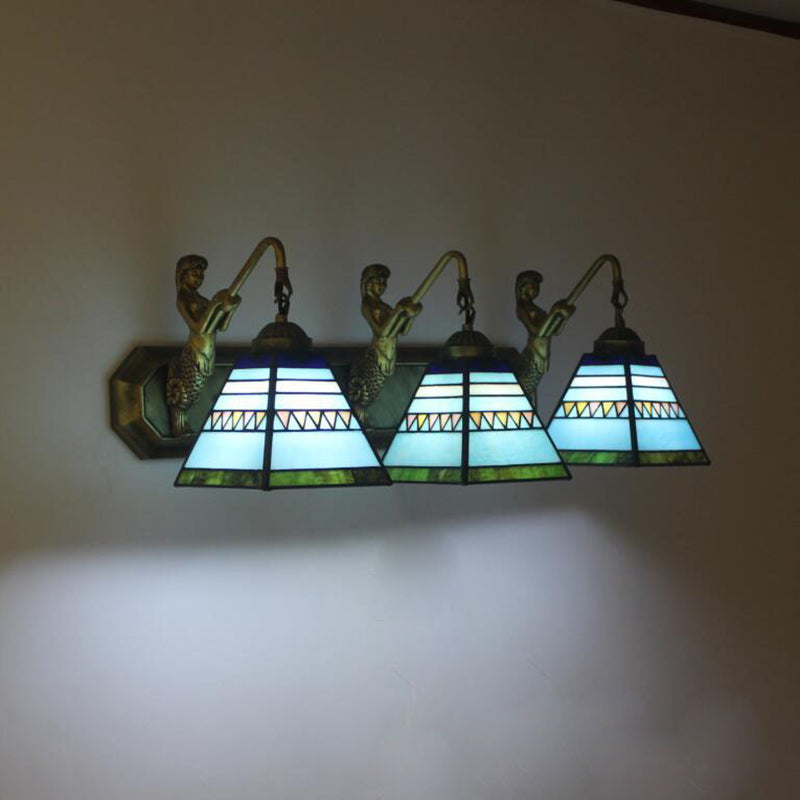 Retro Tiffany Style Armed Vanity Wall Lights Glass Vanity Lamp