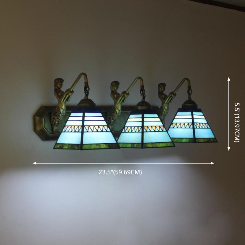 Retro Tiffany Style Armed Vanity Wall Lights Glass Vanity Lamp