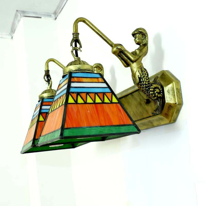 Retro Tiffany Style Armed Vanity Wall Lights Glass Vanity Lamp