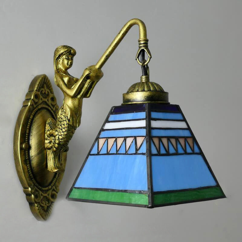 Retro Tiffany Style Armed Vanity Wall Lights Glass Vanity Lamp