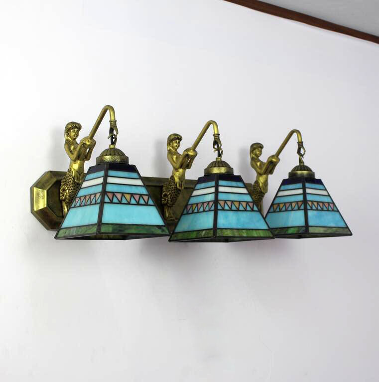 Retro Tiffany Style Armed Vanity Wall Lights Glass Vanity Lamp