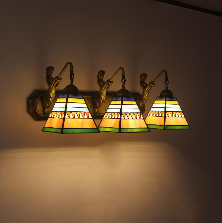 Retro Tiffany Style Armed Vanity Wall Lights Glass Vanity Lamp