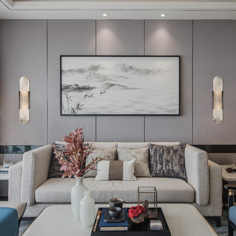 2 Bulbs Bar Flush Mount Colonial Gold/Black Marble Wall Sconce Lighting for Dining Room