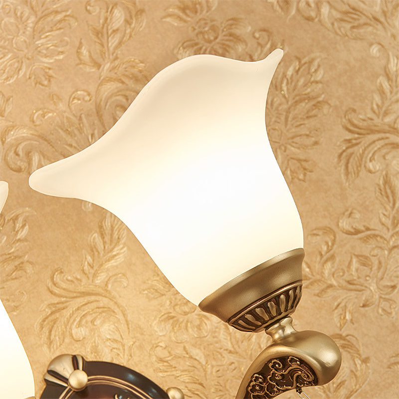 Brass Scalloped Sconce Light Modern Metal 1/2 Lights Indoor Wall Mounted Lamp with Crystal Drop