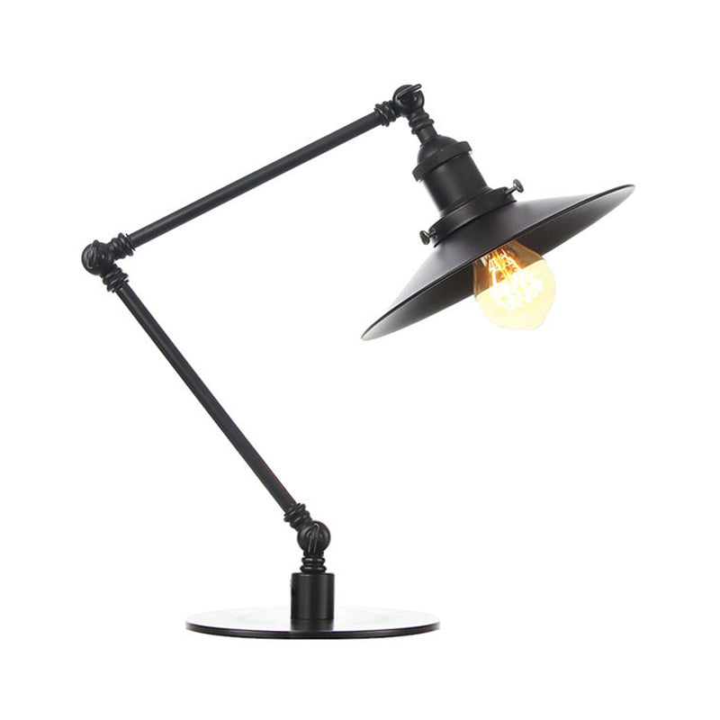 Metal Flared Shade Table Lamp Farmhouse Style 1 Light Adjustable Black/Brass Finish Table Lighting for Bedroom