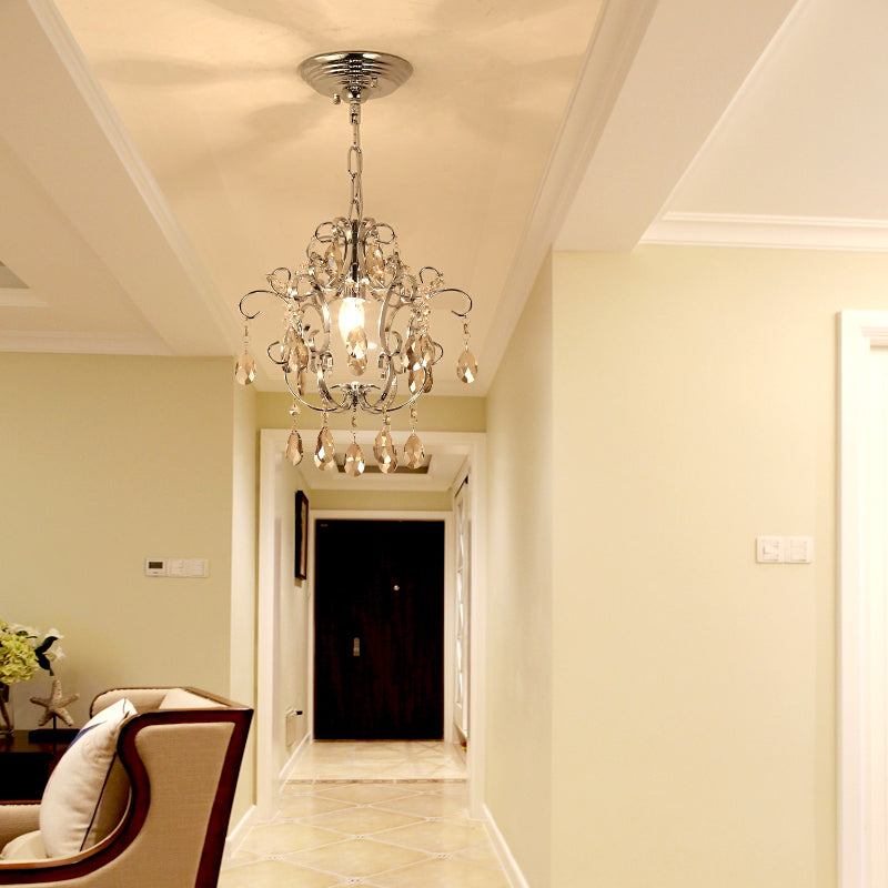 Geometric Pendant Light Crystal Modern 1 Head Ceiling Chandelier with 16" Adjustable Chain in Chrome