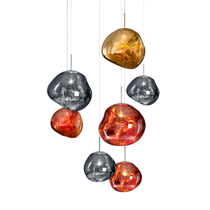 Irregular Lava Glass Shade Hanging Light Minimalist Art Decorative Drop Pendant Lamp for Restaurant