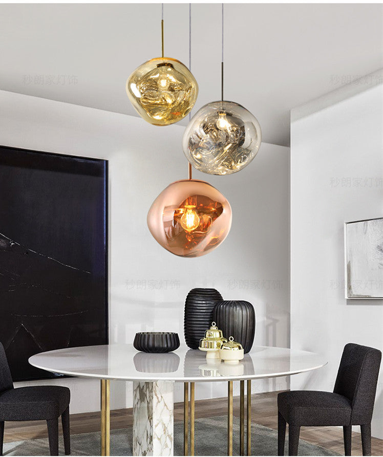 Irregular Lava Glass Shade Hanging Light Minimalist Art Decorative Drop Pendant Lamp for Restaurant