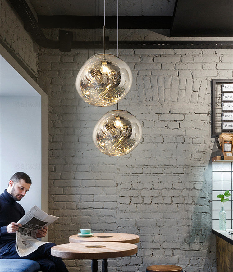 Irregular Lava Glass Shade Hanging Light Minimalist Art Decorative Drop Pendant Lamp for Restaurant