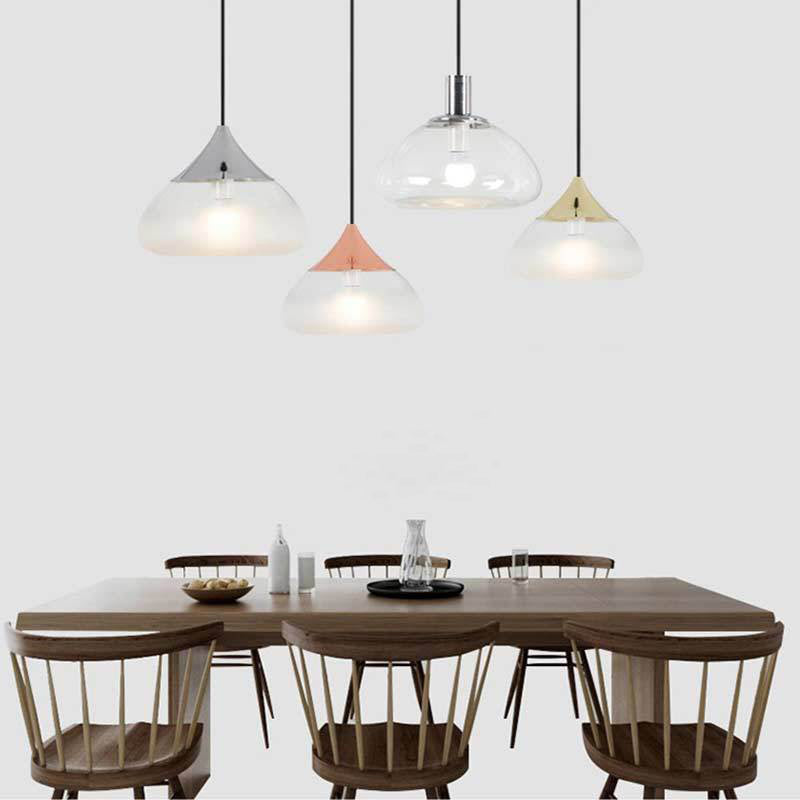 Teardrop Transparent Glass Shade Pendant Lamp Modern Style Mini Lighting Fixture for Kitchen Dining Room