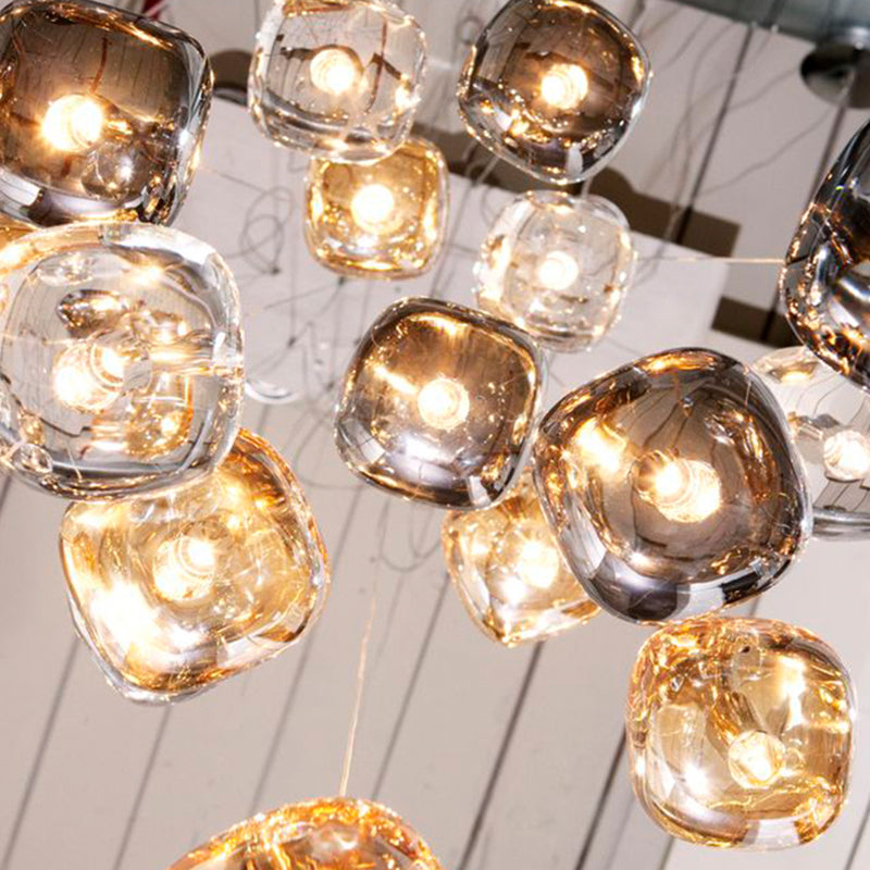 Post moderne stijl glas eenvoud hangende metalen basis enkele lamp hanglampje voor trap gang