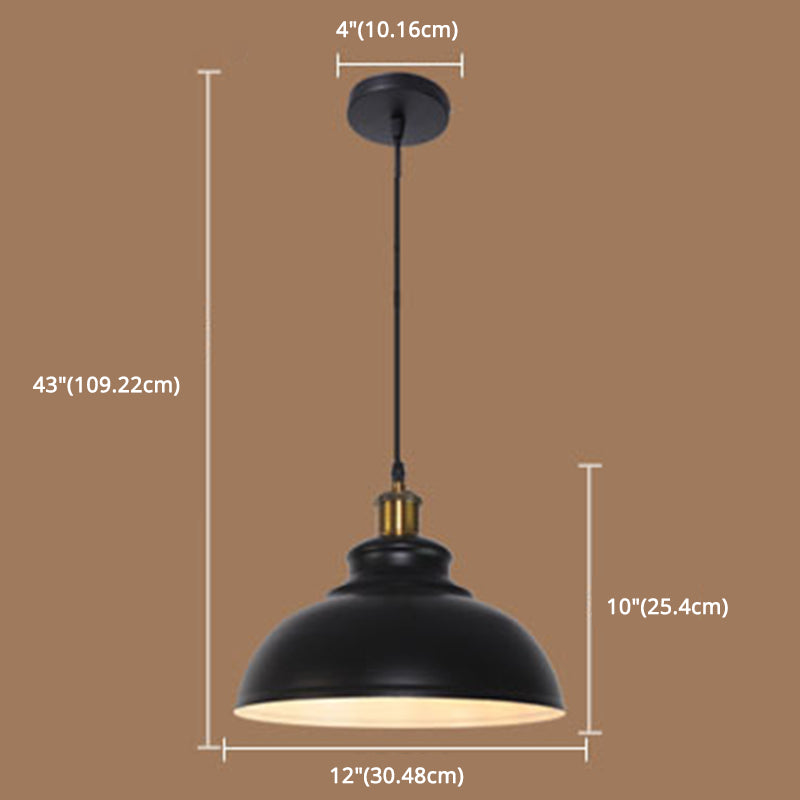 Metal Dome Pendant Lighting Fixtures Industrial Kitchen Warehouse Single Hanging Light with 43" Adjustable Hanging wire