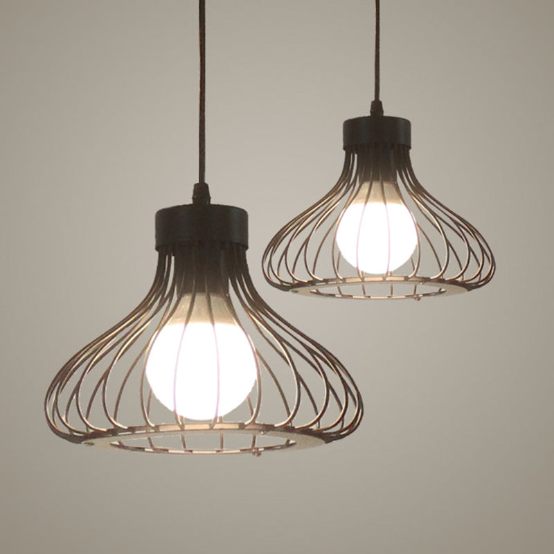 Marco de metal de pera mini lámpara colgante de estilo industrial Luz de colgante de bombilla simple para escalera de pasillo