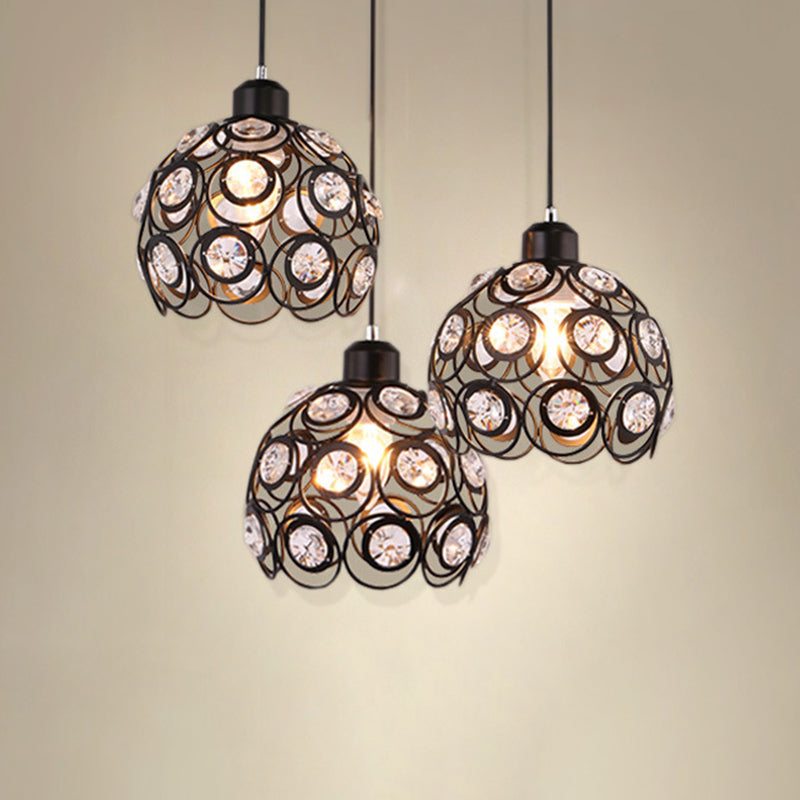 7 "ancho de estilo contemporáneo Mini lámpara colgante marco de metal con accesorios de iluminación con cuentas de cristal luces colgantes