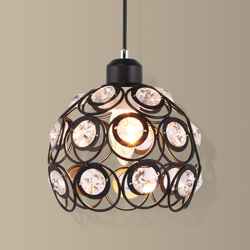 7 "ancho de estilo contemporáneo Mini lámpara colgante marco de metal con accesorios de iluminación con cuentas de cristal luces colgantes