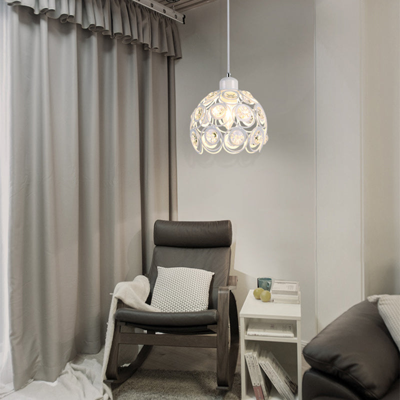7 "ancho de estilo contemporáneo Mini lámpara colgante marco de metal con accesorios de iluminación con cuentas de cristal luces colgantes