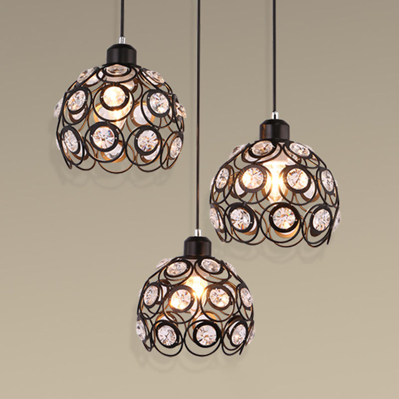 7 "ancho de estilo contemporáneo Mini lámpara colgante marco de metal con accesorios de iluminación con cuentas de cristal luces colgantes