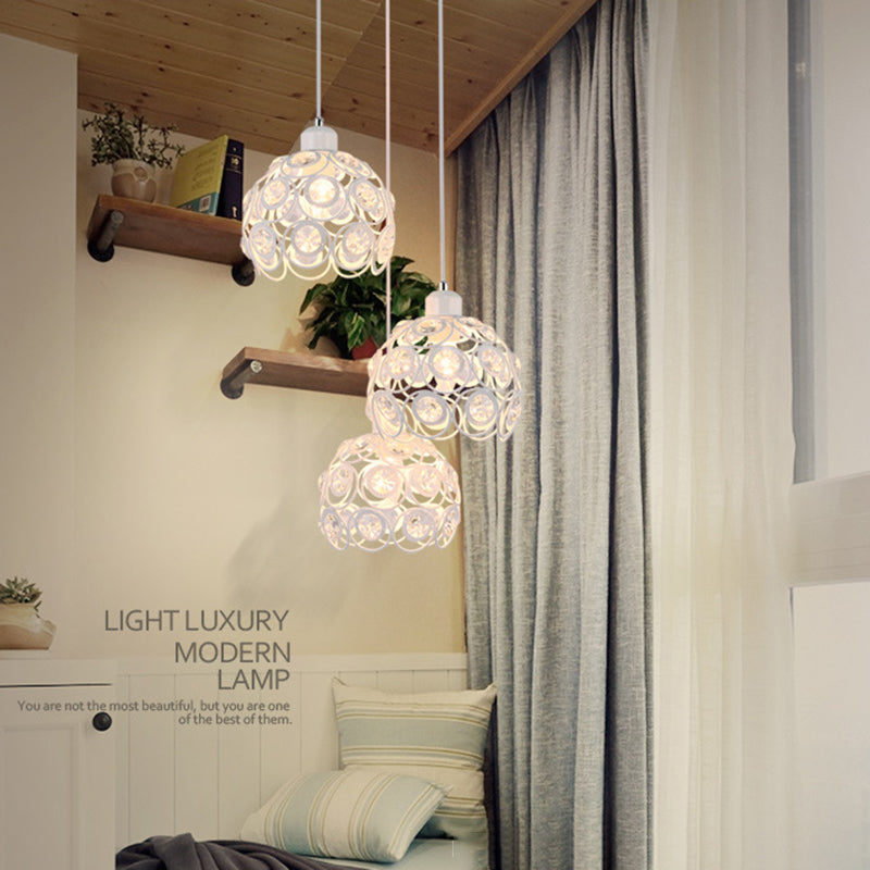 7 "ancho de estilo contemporáneo Mini lámpara colgante marco de metal con accesorios de iluminación con cuentas de cristal luces colgantes