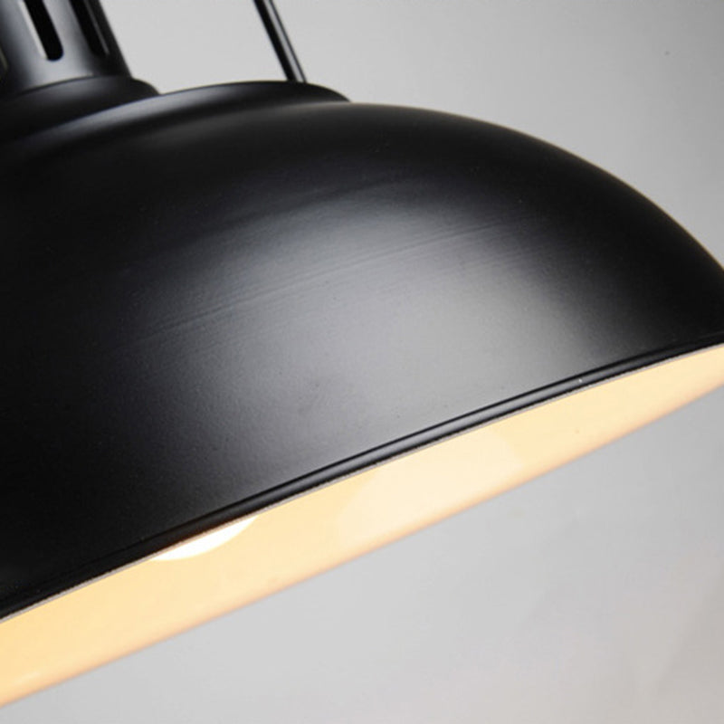 13 Inches Wide Industrial Style Dome Hanging Light Retro Wrought Iron Cafe Shop Lighting Pendants in Black