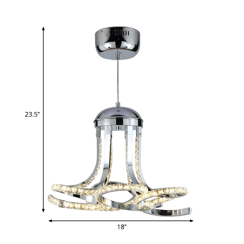Luz de suspensión de cromo retorcido modernismo modernismo y lámpara de araña colgante de LED de cristal en luz cálida/blanca