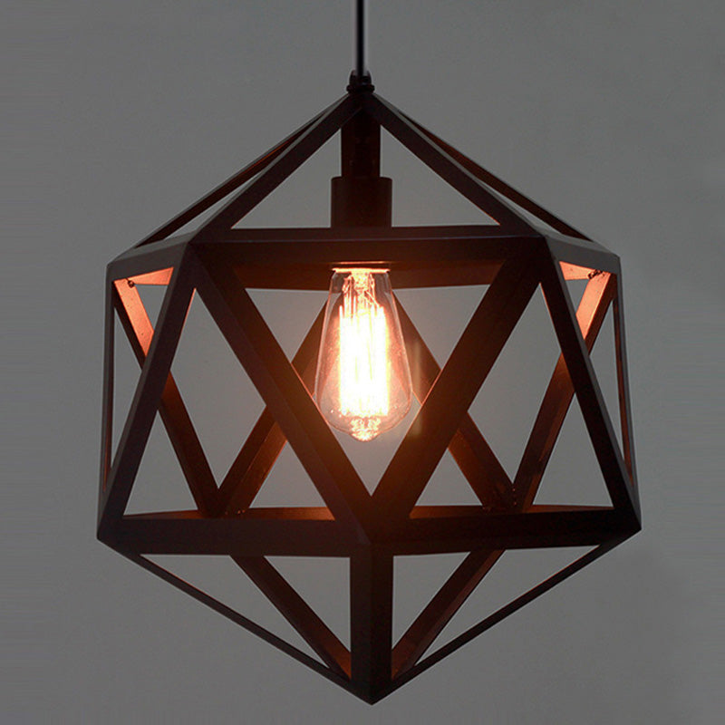 Geometrische metalen hanglamp verlichtingsarmatuur Vintage Style Restaurant Hangend plafondlicht in zwart