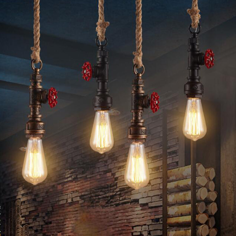 Metal Pendant Ceiling Light Water Pipe Antiqued Down Lighting Pendant for Restaurant