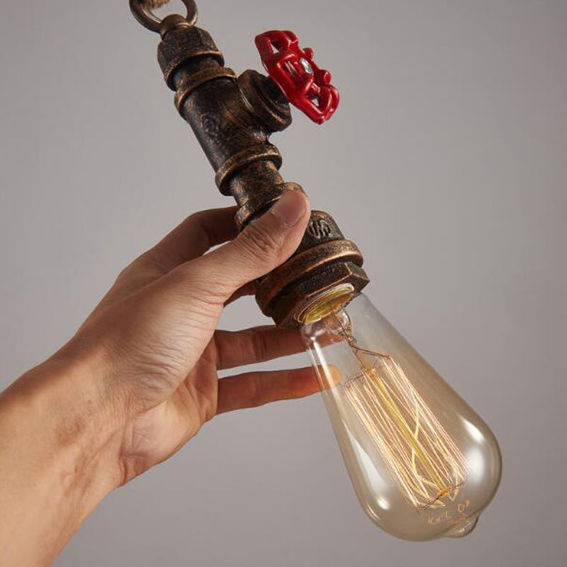 Metal Pendant Ceiling Light Water Pipe Antiqued Down Lighting Pendant for Restaurant
