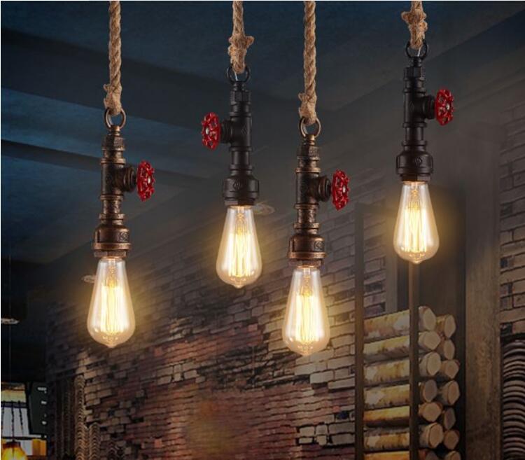 Metal Pendant Ceiling Light Water Pipe Antiqued Down Lighting Pendant for Restaurant