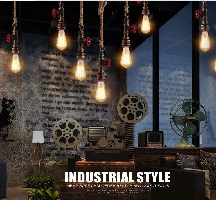 Metal Pendant Ceiling Light Water Pipe Antiqued Down Lighting Pendant for Restaurant