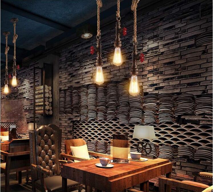 Metal Pendant Ceiling Light Water Pipe Antiqued Down Lighting Pendant for Restaurant