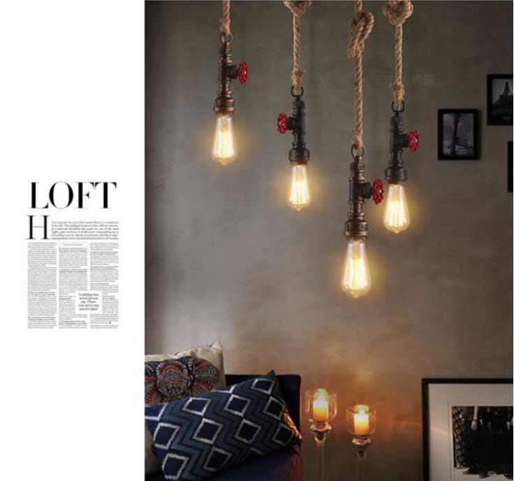 Metal Pendant Ceiling Light Water Pipe Antiqued Down Lighting Pendant for Restaurant