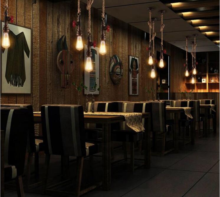 Metal Pendant Ceiling Light Water Pipe Antiqued Down Lighting Pendant for Restaurant