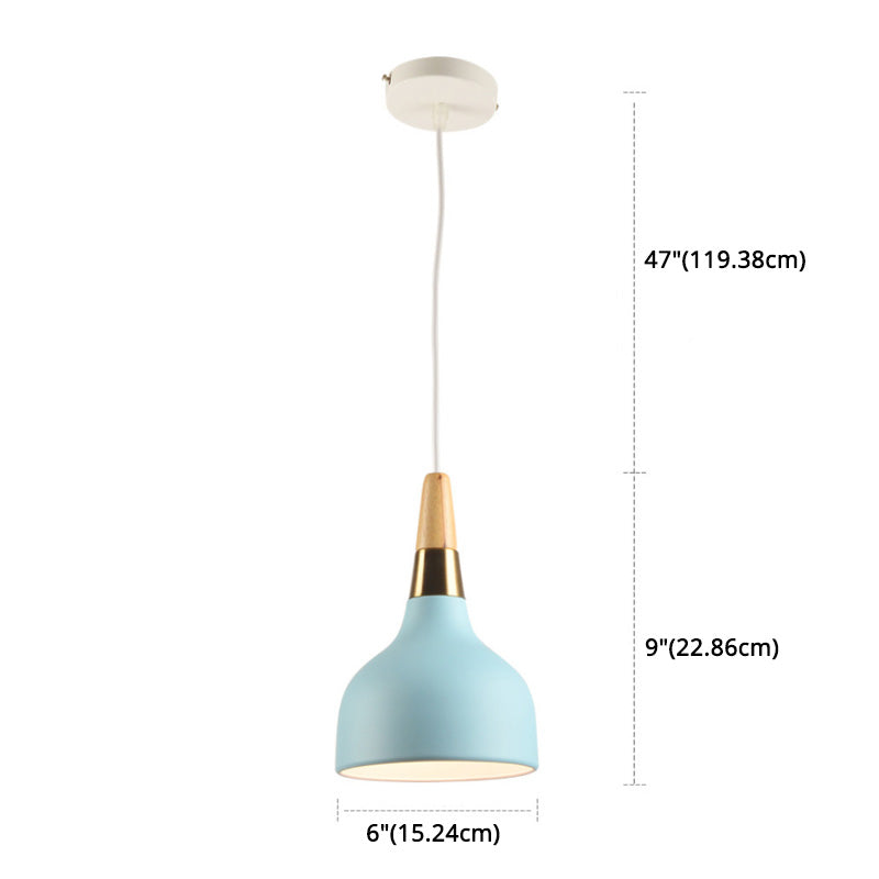 Wooden Top Down Lighting Pendant Nordic Style Metal Ceiling Pendant Lamp for Restaurant