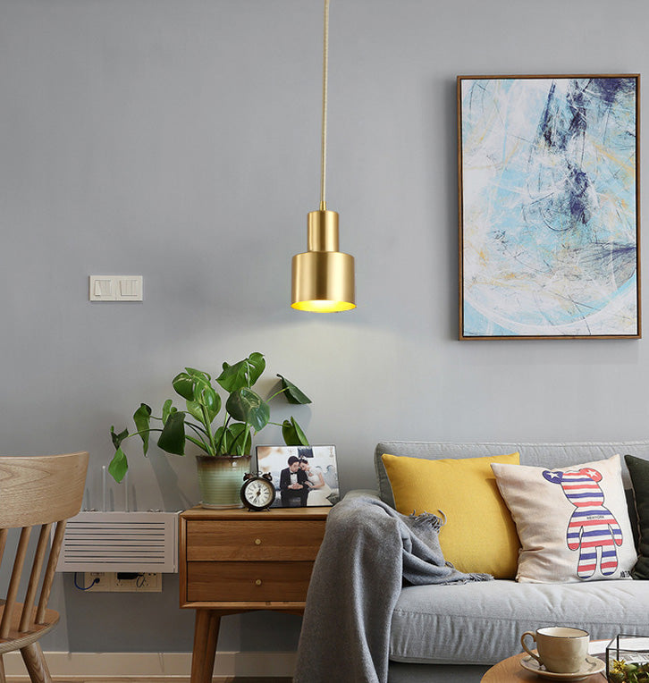 Shade Metal Hanging Pendant Light Minimalist Style Down Lighting Pendant for Bedroom