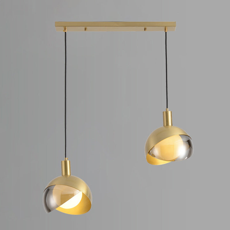 Globe Hanging Ceiling Light Minimalist Metal Bedroom Down Lighting Pendant in Gold