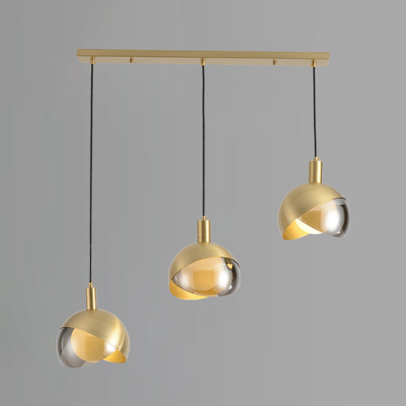 Globe Hanging Ceiling Light Minimalist Metal Bedroom Down Lighting Pendant in Gold