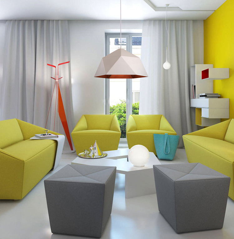 Ombre hexagonale à la baisse du pendentif Simplicité Style Pendre en métal Éclairage de pendentif en métal