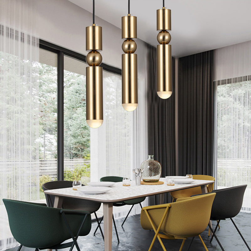 Cylindrical Metal Hanging Pendant Light Modern Style Ceiling Downlight Pendant Light for Dinning Room