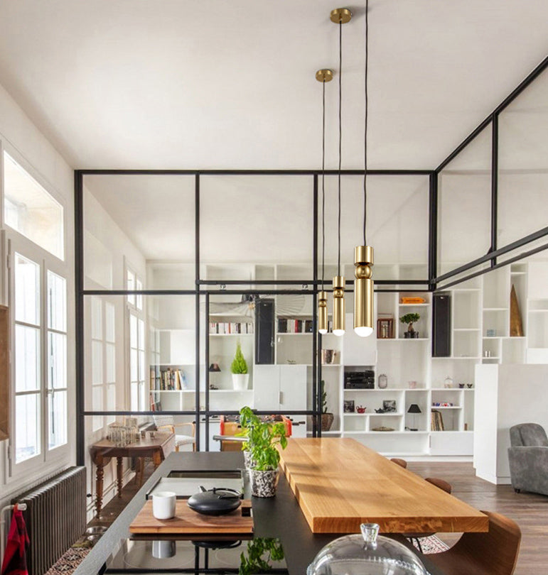 Cylindrical Metal Hanging Pendant Light Modern Style Ceiling Downlight Pendant Light for Dinning Room