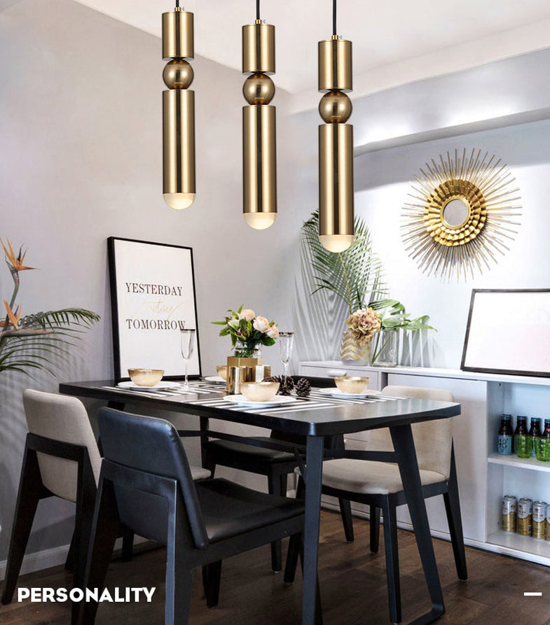 Cylindrical Metal Hanging Pendant Light Modern Style Ceiling Downlight Pendant Light for Dinning Room