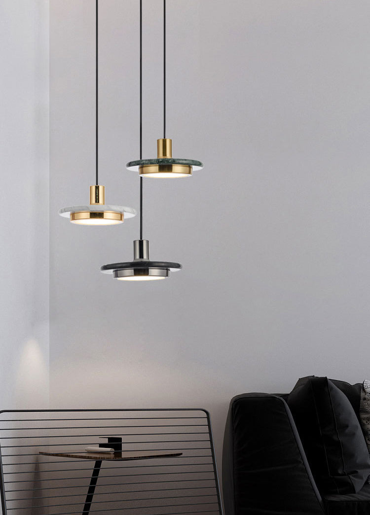 Stone Circle Pendant Lighting Fixture Minimalist LED Hanging Light Kit for Living Room