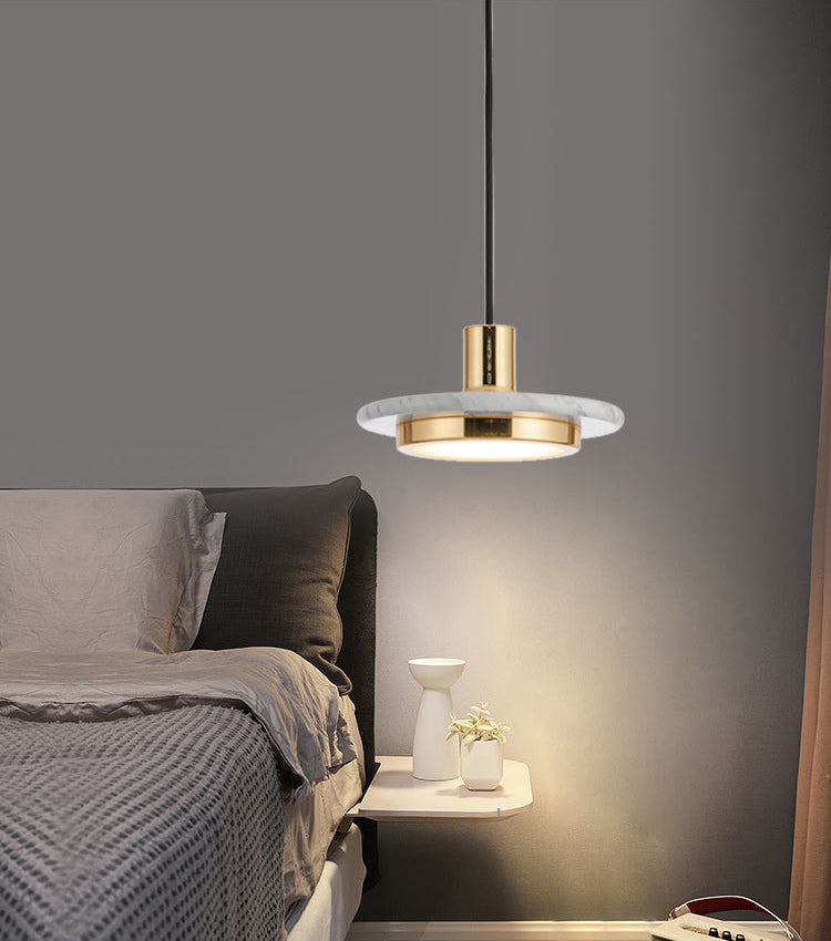 Stone Circle Pendant Lighting Fixture Minimalist LED Hanging Light Kit for Living Room